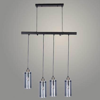 Подвес BK21107/4HTT BK+AB+SMOKE черный/дымчатый 4х40W E27 h1100, XLD22